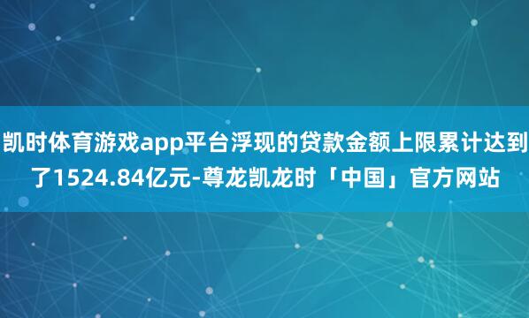 凯时体育游戏app平台浮现的贷款金额上限累计达到了1524.84亿元-尊龙凯龙时「中国」官方网站
